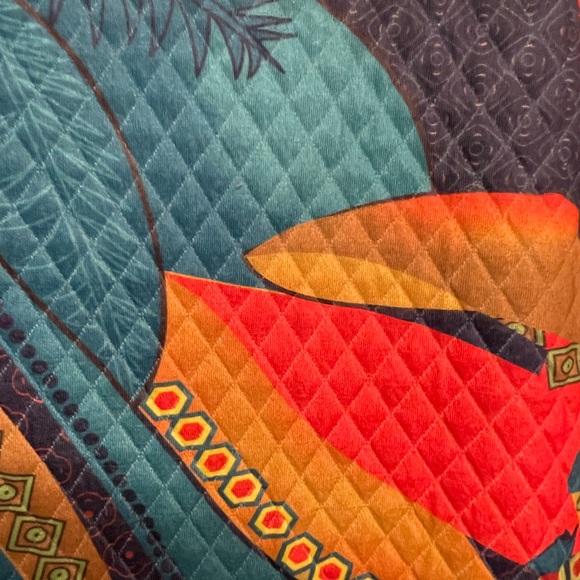 FLORYDAY Dress Quilted Mock Neck Midi Avant Garde Colorful Abstract Print Medium - Picture 10 of 12